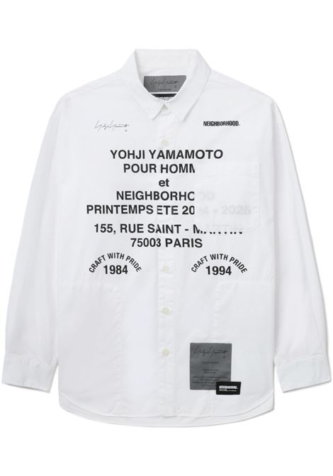 Camicia con stampa in bianco Yohji yamamoto - uomo